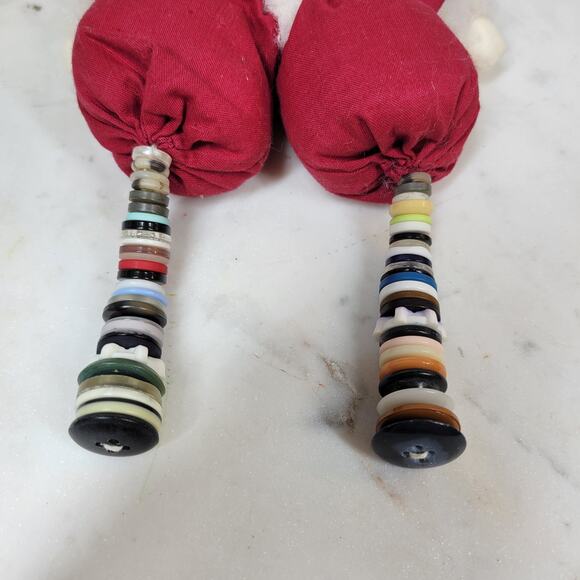 VINTAGE Rustic Santa with Button Legs 9" Christmas Holiday Plush Stuffed Decor - Picture 10 of 13